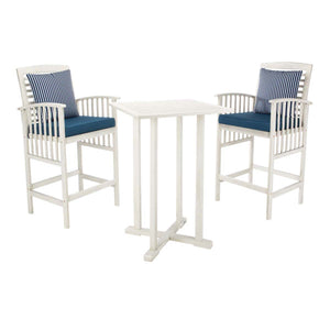 Safavieh Pate 3 Pc Bar 39.8-Inch H Table Bistro Set - White/Navy/ Navy