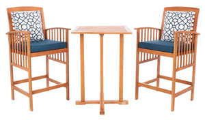 Safavieh Pate 3 Pc Bar 39.8-Inch H Table Bistro Set - Natural/Navy/Navy