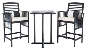 Safavieh Pate 3 Pc Bar 39.8-Inch H Table Bistro Set - Black/Beige