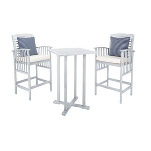 Safavieh Pate 3 Pc Bar 39.8-Inch H Table Bistro Set - Grey/Beige/ Navy