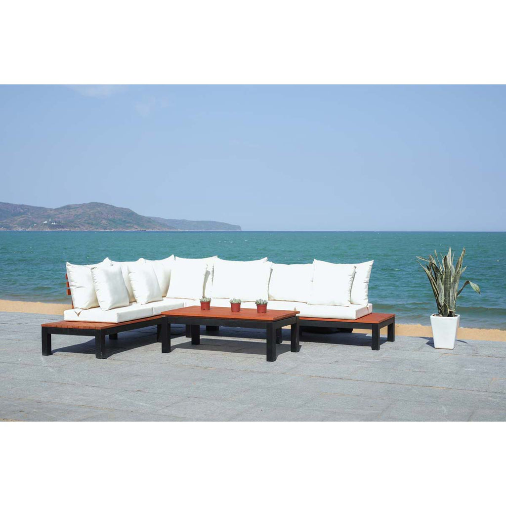 Safavieh Fristal 3 Pc Living Set - Natural/ Black Leg/ Beige