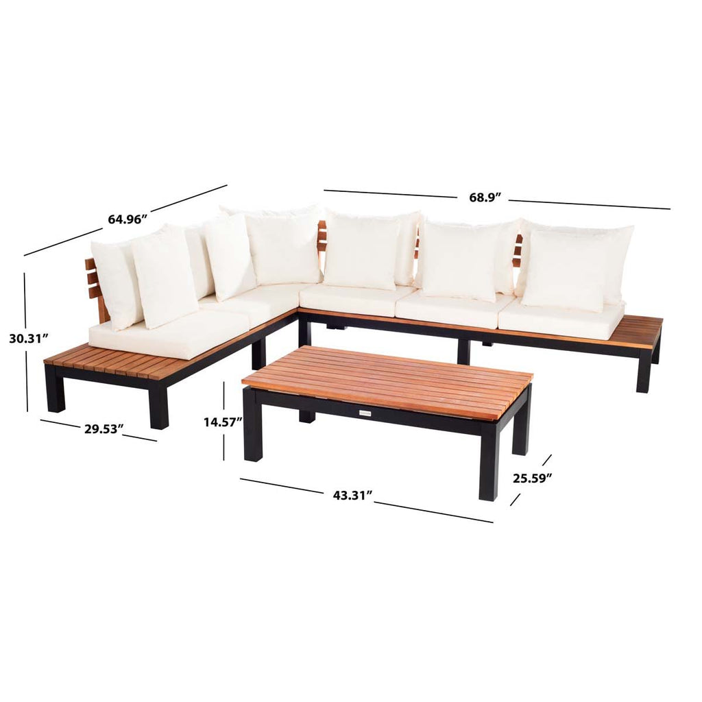 Safavieh Fristal 3 Pc Living Set - Natural/ Black Leg/ Beige
