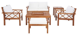 Safavieh Loanna 6 Piece Outdoor Living Set -  Natural/Beige Cushion