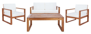 Safavieh Emiko 4Pc Outdoor Living Set - Natural/Beige Cushion