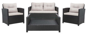 Safavieh Vellor 4Pc Living Set - Black / Light Grey