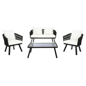 Safavieh Belmi 4Pc Rope Living Set - Black/Beige