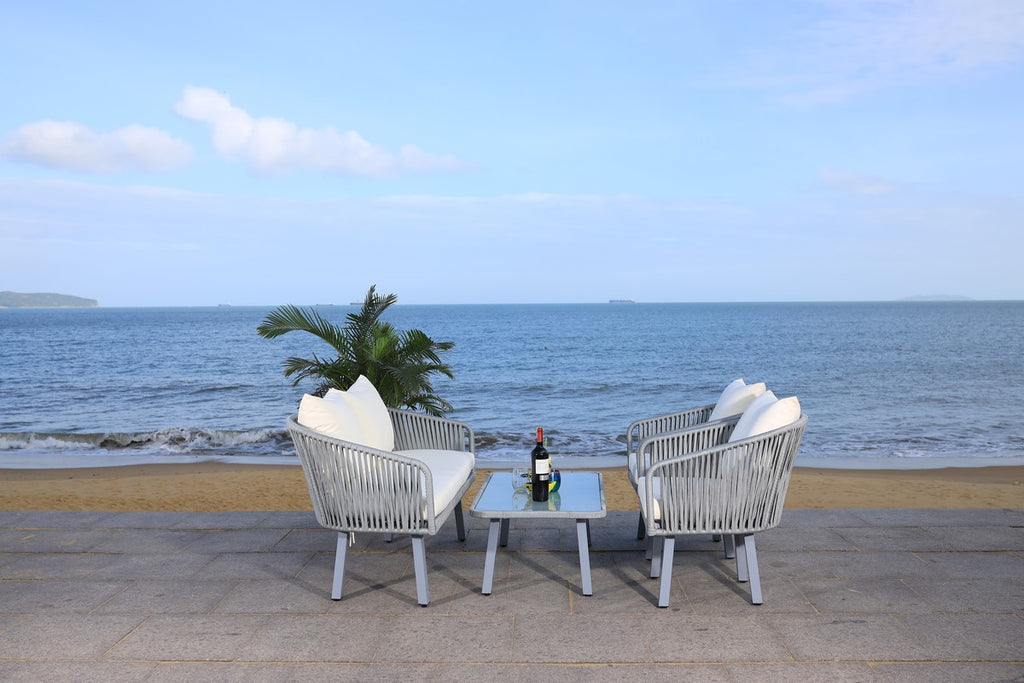 Safavieh Jorda 4Pc Rope Living Set - Grey/Beige