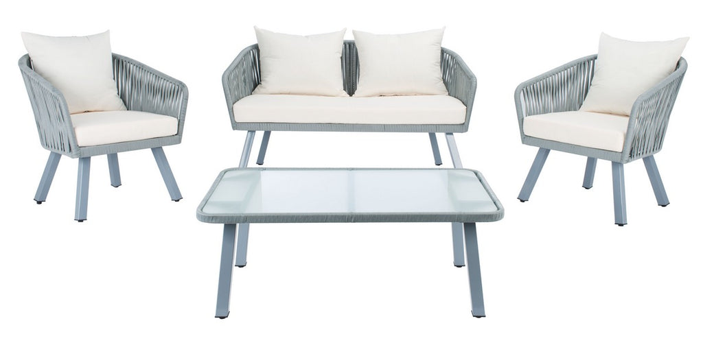 Safavieh Jorda 4Pc Rope Living Set - Grey/Beige