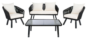 Safavieh Jorda 4Pc Rope Living Set - Black/Beige