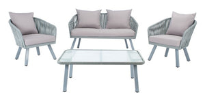 Safavieh Jorda 4Pc Rope Living Set - Grey/Grey