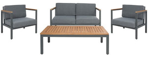 Safavieh Chicopee 4 Pc Living Set - Grey / Grey Cushion
