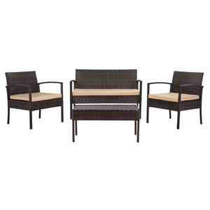 Safavieh Mattia 4 Piece Rattan Living Set - Brown/Beige