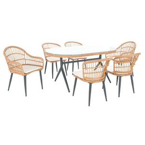 Safavieh Genser 7 Piece Dining Set - Natural / Beige