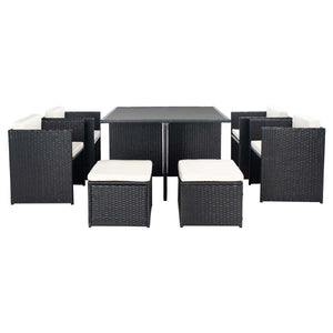 Safavieh Klena 9 Piece Dining Set - Black / Beige