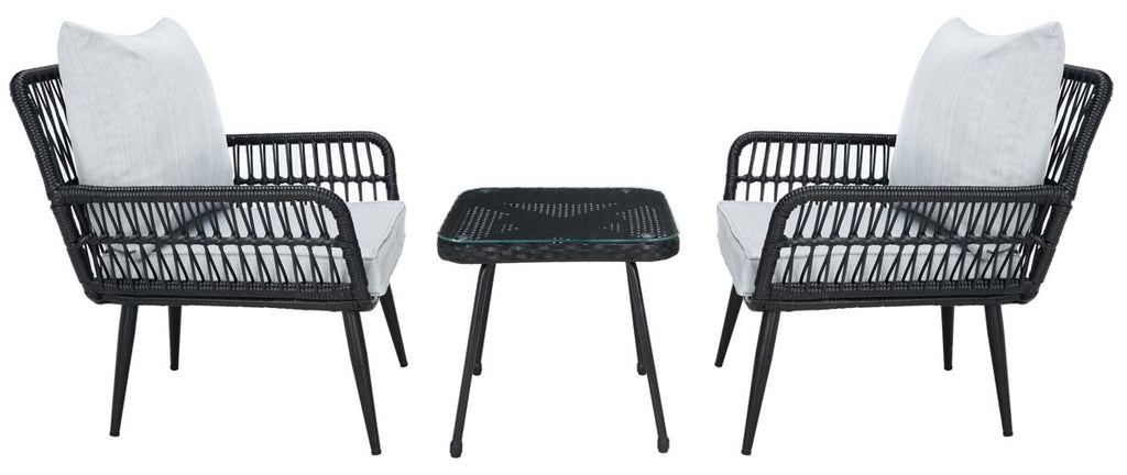 Safavieh Londyn 3Pc Lounge Set - Black / Grey
