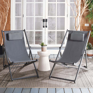 Safavieh Camlin Set Of 2 Sling Chairs - Grey / Grey