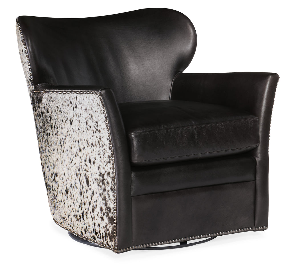 Kato Leather Swivel Chair w/ Salt Pepper HOH | Hooker Furniture - CC469-SW-097