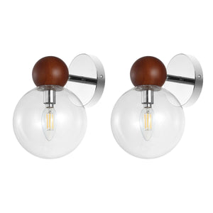 Safavieh Rio 7.5 Inch Wall Sconce (Set of 2) - Dark Walnut / Nickle