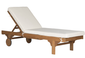 Safavieh Newport Chaise Lounge Chair With Side Table - Natural/Beige
