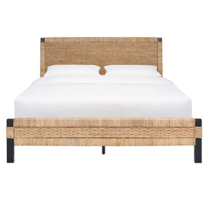 Safavieh Couture Galen Woven Banana Stem Bed - Brown/ Black