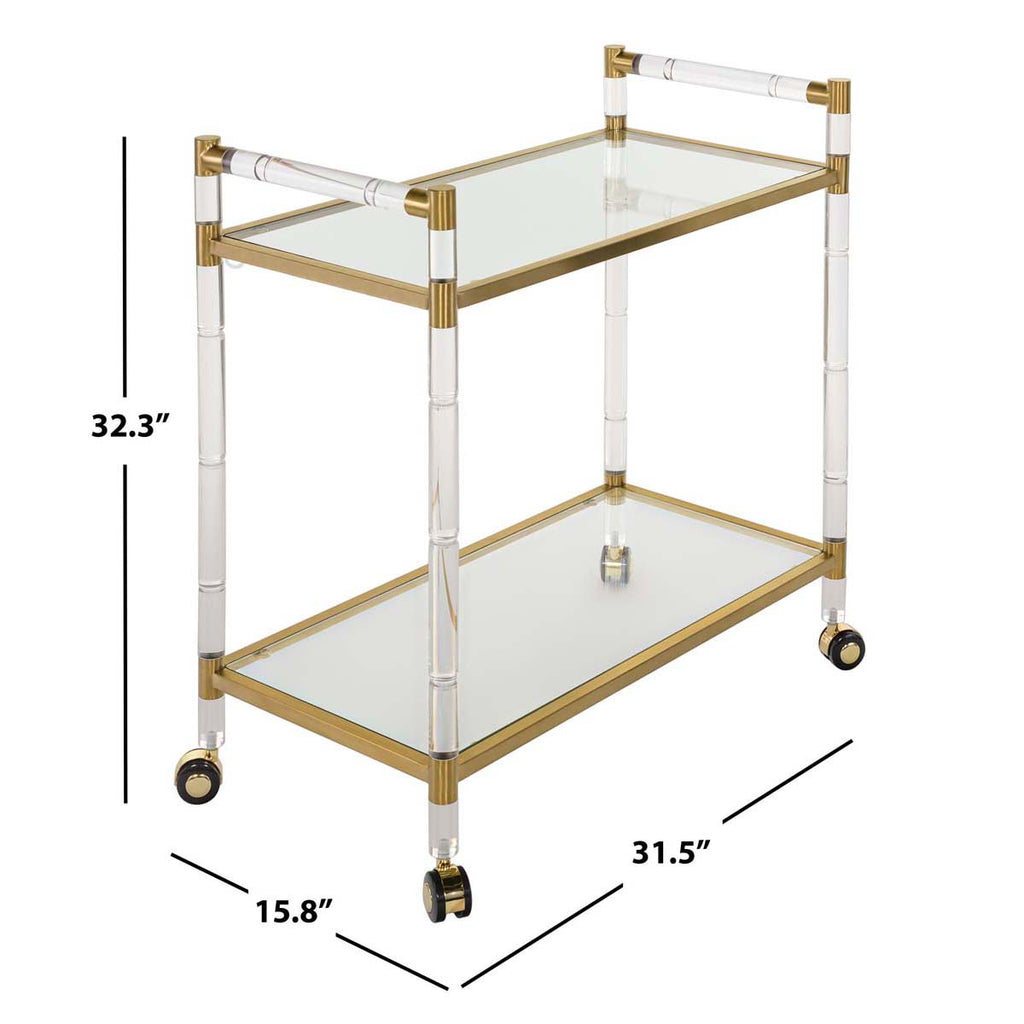 Safavieh Couture Duval Acrylic Bar Trolley - Clear / Brass