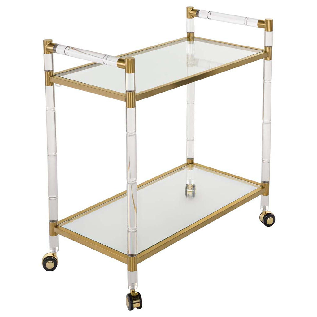 Safavieh Couture Duval Acrylic Bar Trolley - Clear / Brass