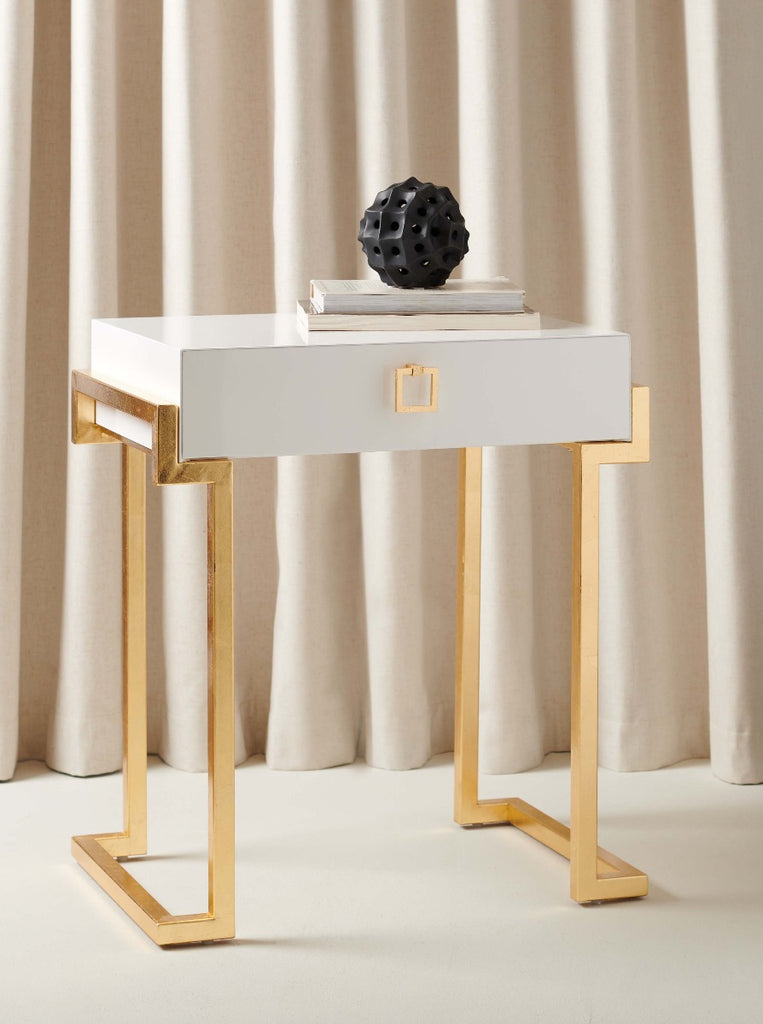 Safavieh Couture Abele Lacquer Side Table - White Lacquer
