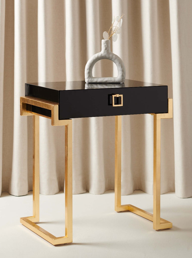Safavieh Couture Abele Lacquer Side Table - Black Lacquer