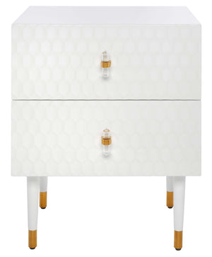 Safavieh Couture Neptune 2 Drawer Side Table - White / Gold