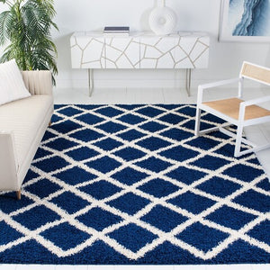 Safavieh Dallas Shag Rug Collection SGD258N - Navy / Ivory