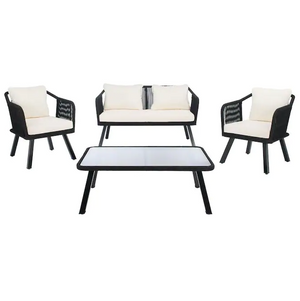 Safavieh Kerson 4Pc Rope Living Set - Black/Beige