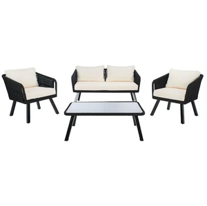 Safavieh Torsla 4Pc Rope Living Set - Black/Beige