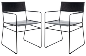 Safavieh Alyx Leather Dining Chairs - Black (Set of 2)
