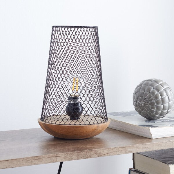 Safavieh Haynes Table Lamp - Black / Natural Wood