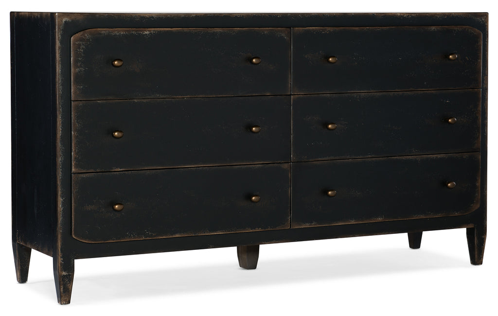 Ciao Bella Six-Drawer Dresser- Black | Hooker Furniture - 5805-90002-99