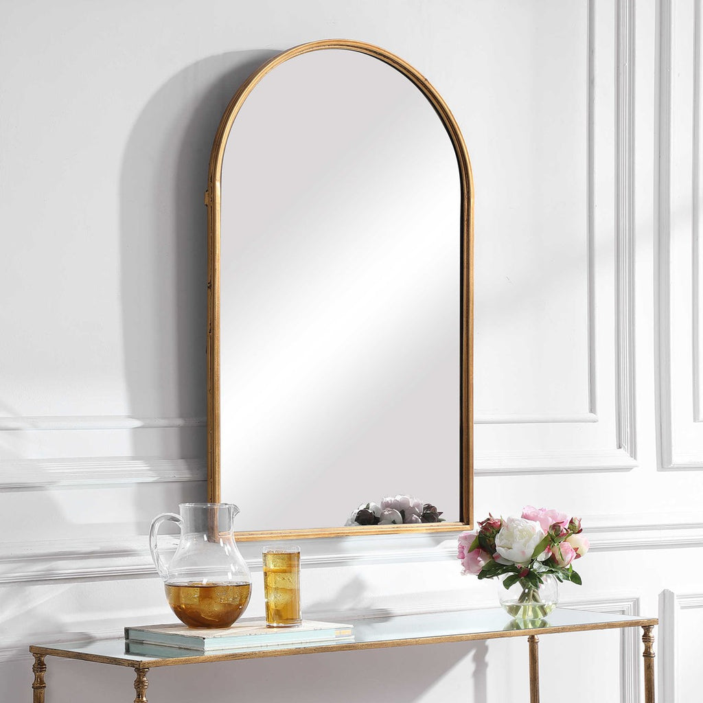 Home Decor Arch Mirror - Antiqued Gold Leaf