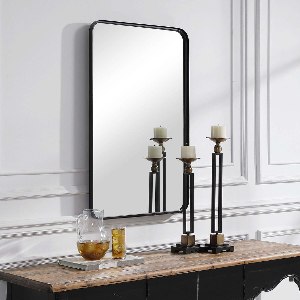 Home Decor Contemporary Metal Frame Mirror - Black