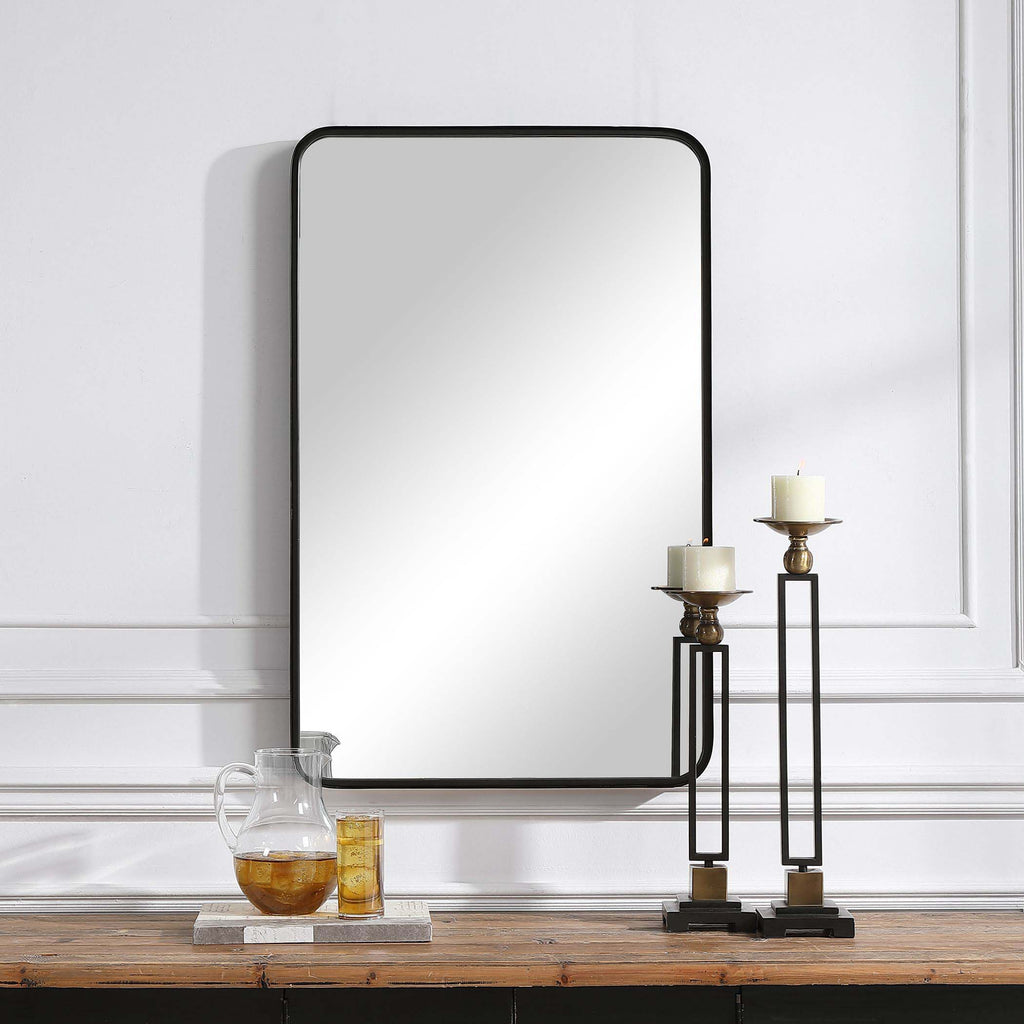 Home Decor Contemporary Metal Frame Mirror - Black