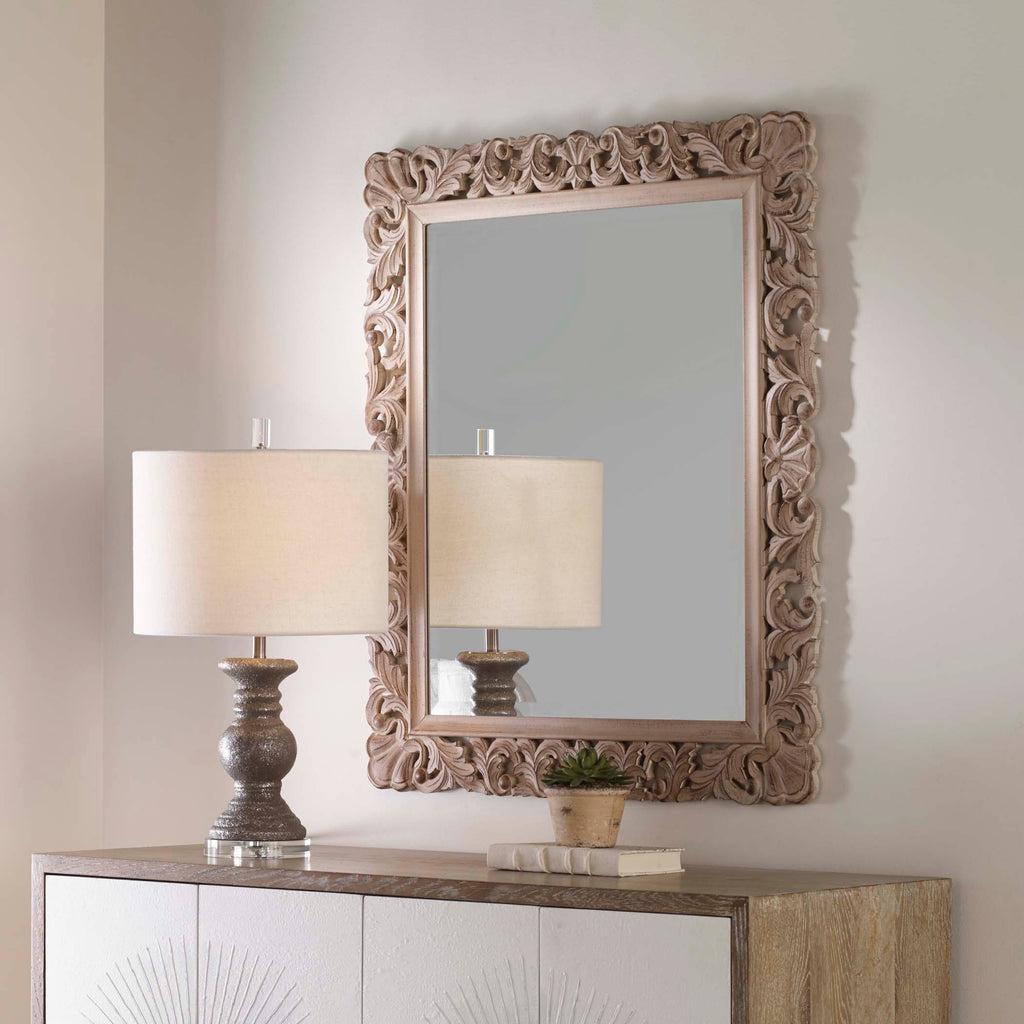 Home Decor Ornate Frame Mirror - Natural