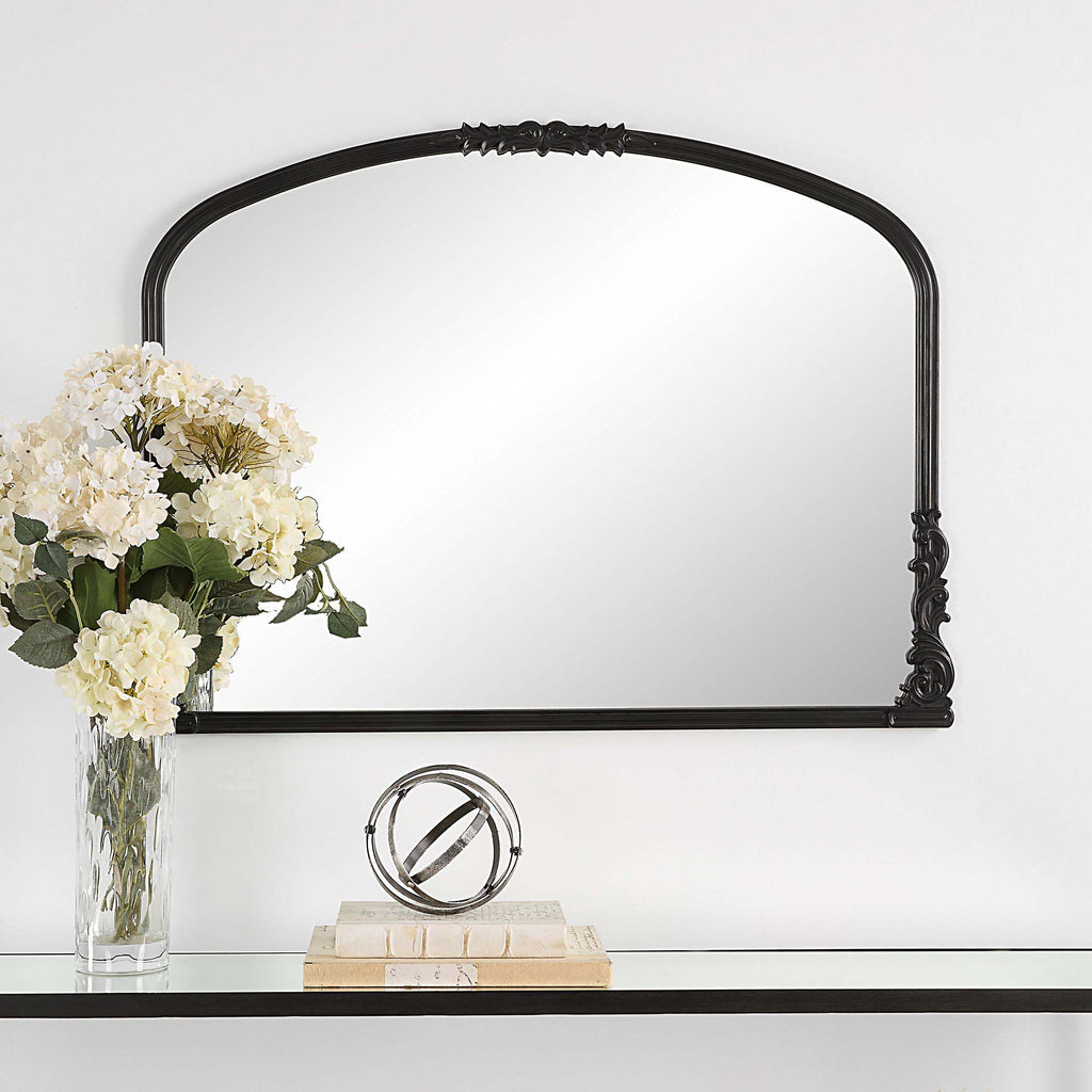 Satin Black Home Decor Mirror Gray Glaze Wide