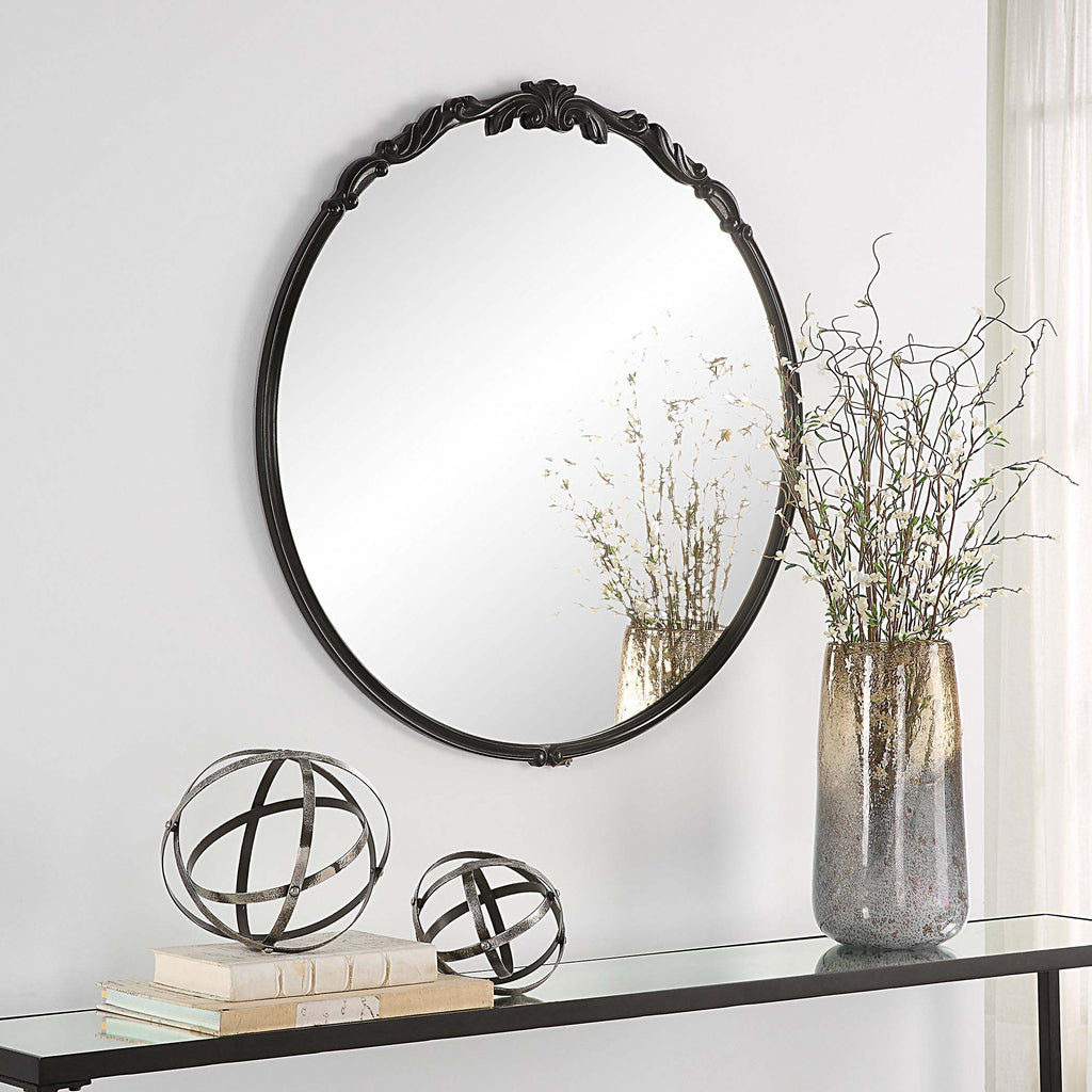 Satin Black Home Decor Mirror Gray Glaze