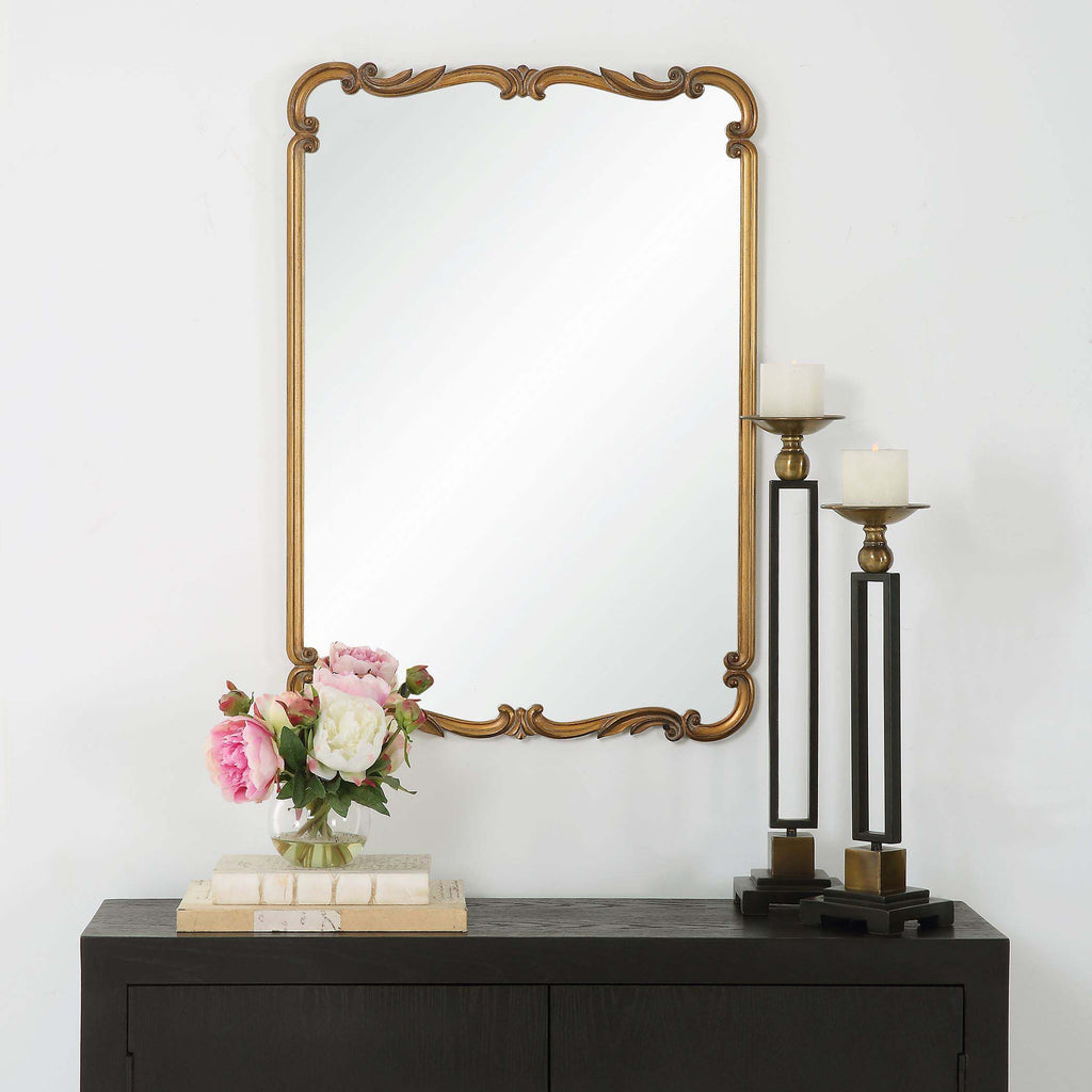 Antique Home Decor Mirror Rectangle Gold