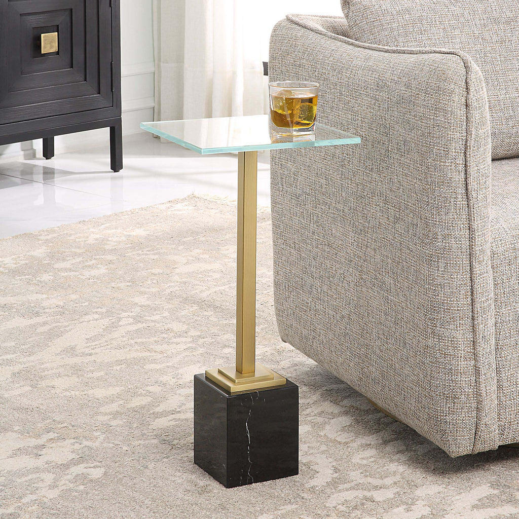 Home Decor Black Marble Accent Table