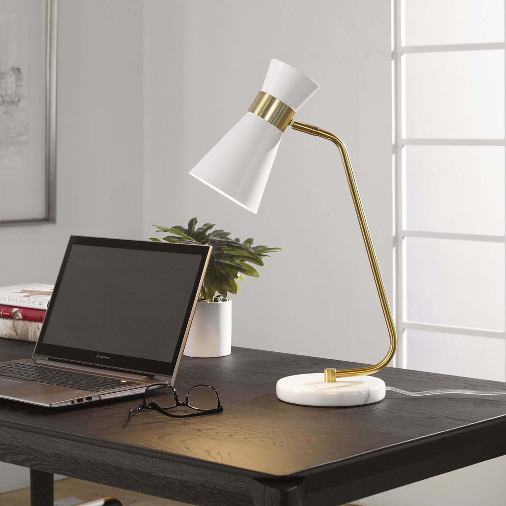 Gold Home Decor Desk Lamp White Marble