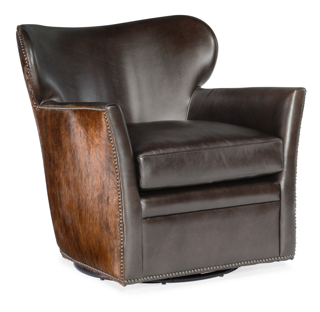 Kato Leather Swivel Chair w/ Dark HOH | Hooker Furniture - CC469-SW-089